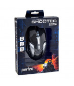 СКЛАД 10 32923 Мышь Perfeo PF-1709-GM Shooter черная (пров., 6 кн, USB, Game Design, подсв. 6 цв.) (1,20)
