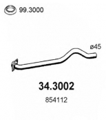 ASSO - 343002 - Трубка глушит. Opel Kadett E 1.3  2/3 Vol. 84