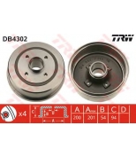 TRW DB4302 Барабан тормозной задний Opel Corsa/Tigra 1.0-1.8 00-
