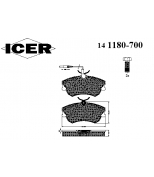 ICER - 141180700 - 141180700300001 Тормозные колодки дисковые