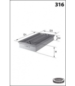 MECAFILTER - ELP3328 - Фильтр воздушный MB W201 W124 2 0D 83-95