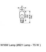 OSRAM 921 Лампа W16W (16W) W2,1x9,5d стеклянный цоколь 12V 921 4008321100948
