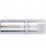 GROSS 13188 Головка торцевая свечная, магнитная, двенадцатигранная, 16 мм, под квадрат 1/2. GROSS