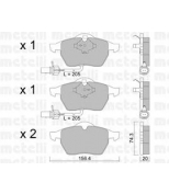 METELLI - 2201813 - Колодки тормозные передние к-кт AUDI A4 95>/ A6 97>/ PASSAT B6 156.3x74x20.3 / ATE / с датчиком