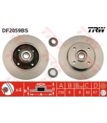 TRW DF2059BS Торм.диск зад.CITROEN С3/C4/PEUGEOT 207/307 [250x9mm] 4 отв. с кольцом сенсора ABS/колёсным подшипником