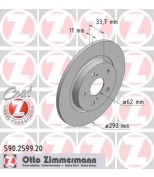 ZIMMERMANN 590259920 Диск торм toy avensis 1.6-2.0/2.0d-4d/2.2d-4d 09- зад не вент 290x11