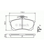 BOSCH - 0986424370 - К-т торм колодок (диск) перед / MITSUBISHI Carisma 1.6/1.8/1.9TD 7/95->, Space Star 1.3/1.6/1.8/1.9D 6/98->