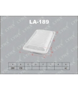 LYNX - LA189 - Фильтр воздушный TOYOTA Avensis 1.6-2.4 03 /Corolla 1.4-1.8 02