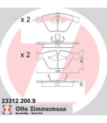 ZIMMERMANN - 233122009 - Колодки торм. диск. пер. bmw e60/e61/e63/e64/e65/e66 02-12 155, 3x68,5x19,8mm
