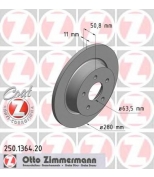 ZIMMERMANN 250136420 Диск тормозной зад. C-MAX1.612.2010-, GRANDC-MAX2.0TDCi12.2010-