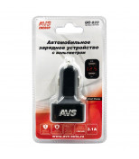 AVS A07444S Зарядное автомобильное устройство AVS с 2USB портами UC-523 ( 3А  черный ) с вольтметром А07444S