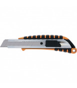 SPARTA 78982 Нож, 18 мм выдвижное лезвие металлическая направляющая, металлический двухкомпонентный корпус. SPARTA