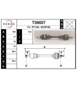 EAI - T39027 - T39027_привод левый! 570mm Peugeot 205 1.6/1.7D/1.8TD/1.9D BE1/3 84-98