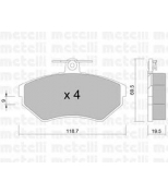 METELLI - 2202150 - Колодки тормозные передние к-кт AUDI A4 B5 / PASSAT B5 высота проушины 8.7mm