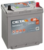 DETA - DA386 - Аккумулятор DETA SENATOR3 12 V 38 AH 300 A ETN 0(R+) Korean B1 187x127x220mm 10.9kg