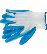 СИБРТЕХ 67862 Перчатки полиэфирные с синим нитрильным покрытием маслобензостойкие, L, 15 класс вязки. СИБРТЕХ