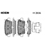 ICER - 182036 - Колодки торм диск, комплектHYUNDAI, KIA, зад.GDB 3