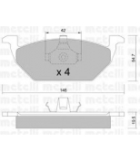METELLI - 2202110 - Колодки тормозные передние к-кт AUDI A3/GOLF IV/BORA/SKODA 19.7x146x54.7