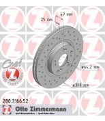 ZIMMERMANN 280316652 "Тормозной диск пер. Honda Accord 16"""