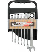 YATO YT0208 Набор ключей комбинированных с трещоткой 7 пр: 10  12-15  17  19 мм  в пластм. держателе