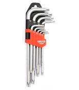 YATO YT0511 Набор ключей TORX Г-образных средних (L=72-174 мм) с отверстием 9 пр: Т10  Т15  Т20  Т25  Т27  Т30  