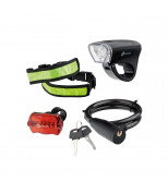STERN 90561 Набор велосипедный : передний и задний фонари LeD, светоотражатель и тросовый замок. STERN