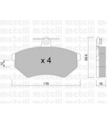 METELLI - 2200500 - Колодки тормозные передние к-кт SEAT IBIZA/VW GOLFII/PASSAT B4