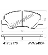 Маркон 41702170 Колодки тормозные дисковые к-т с мех. индикатором износа Hyundai Solaris 11-  Kia Rio III 11-