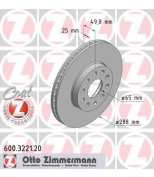 ZIMMERMANN 600322120 Тормозной диск пер AD A3 VW GOLF PLUS